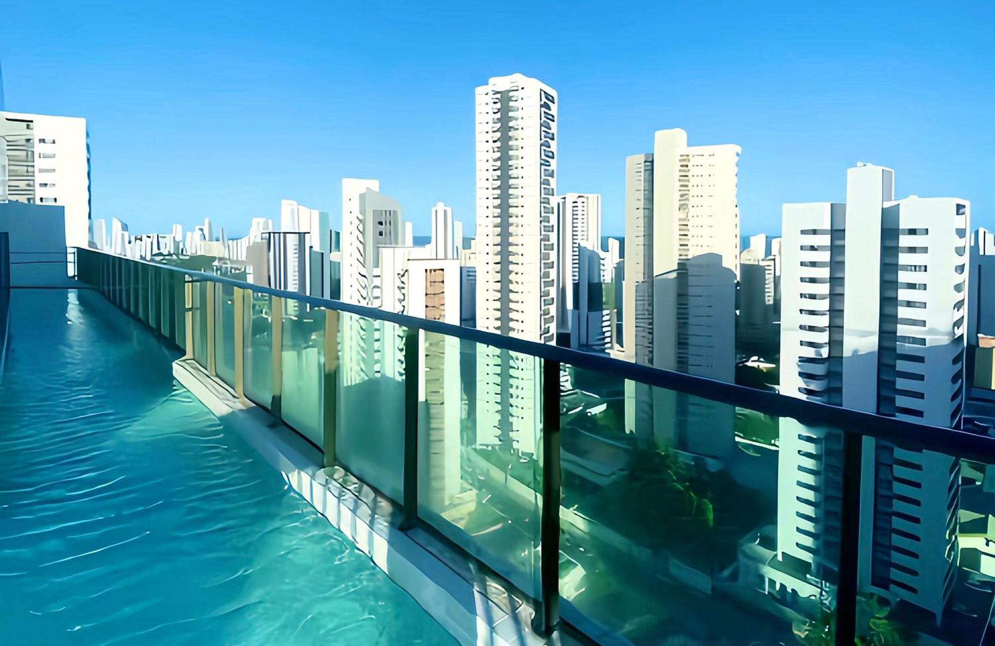 Flat Piscina No Rooftop Aluguel Temporada Em Recife Exterior photo